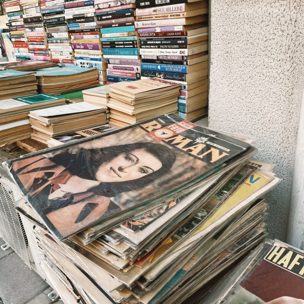 magazine stack colorful