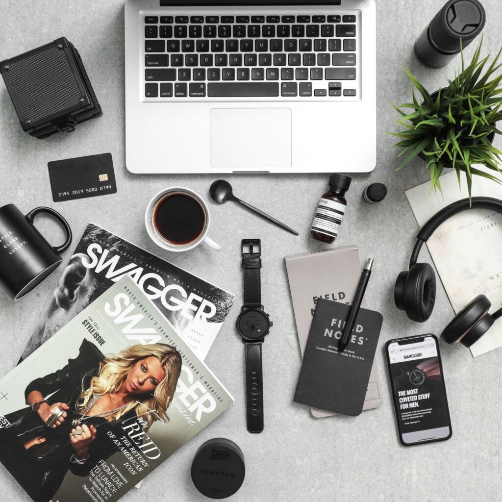 magazine cover flatlay editorial